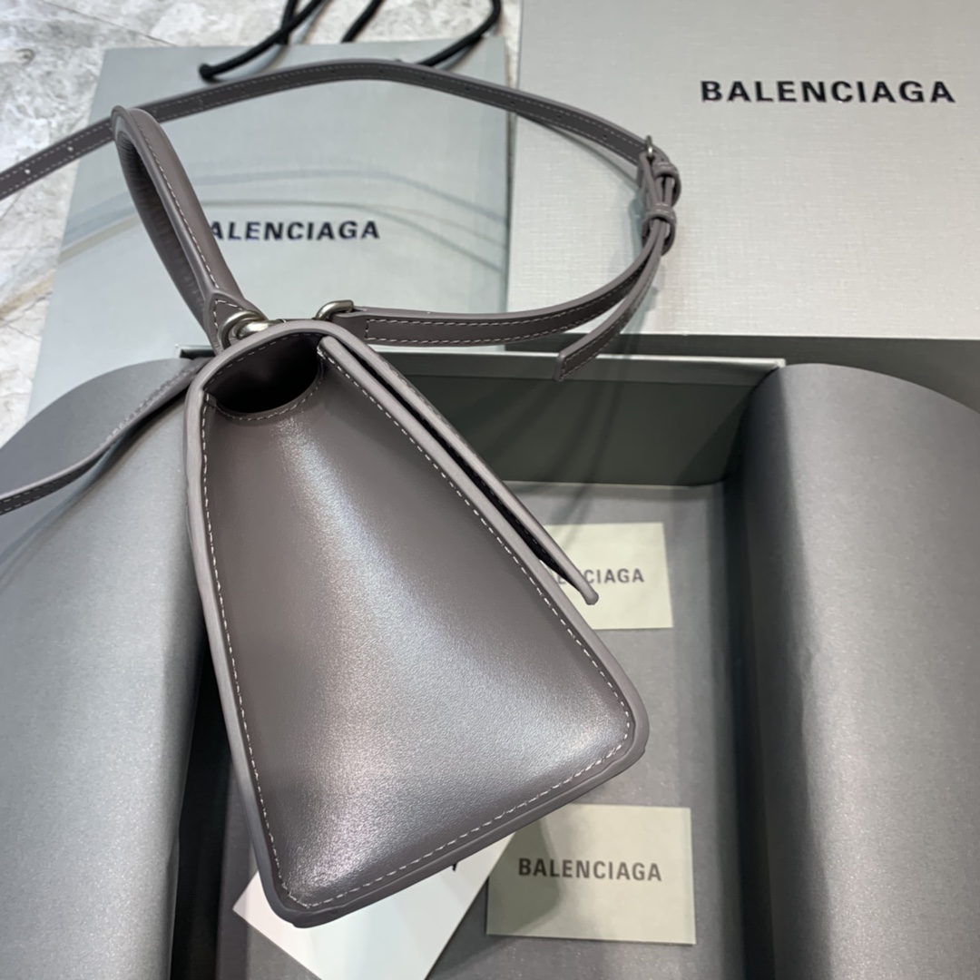 Balenciaga Hourglass Small Handbag Box Calfskin Shoulder Bag Dark Gray